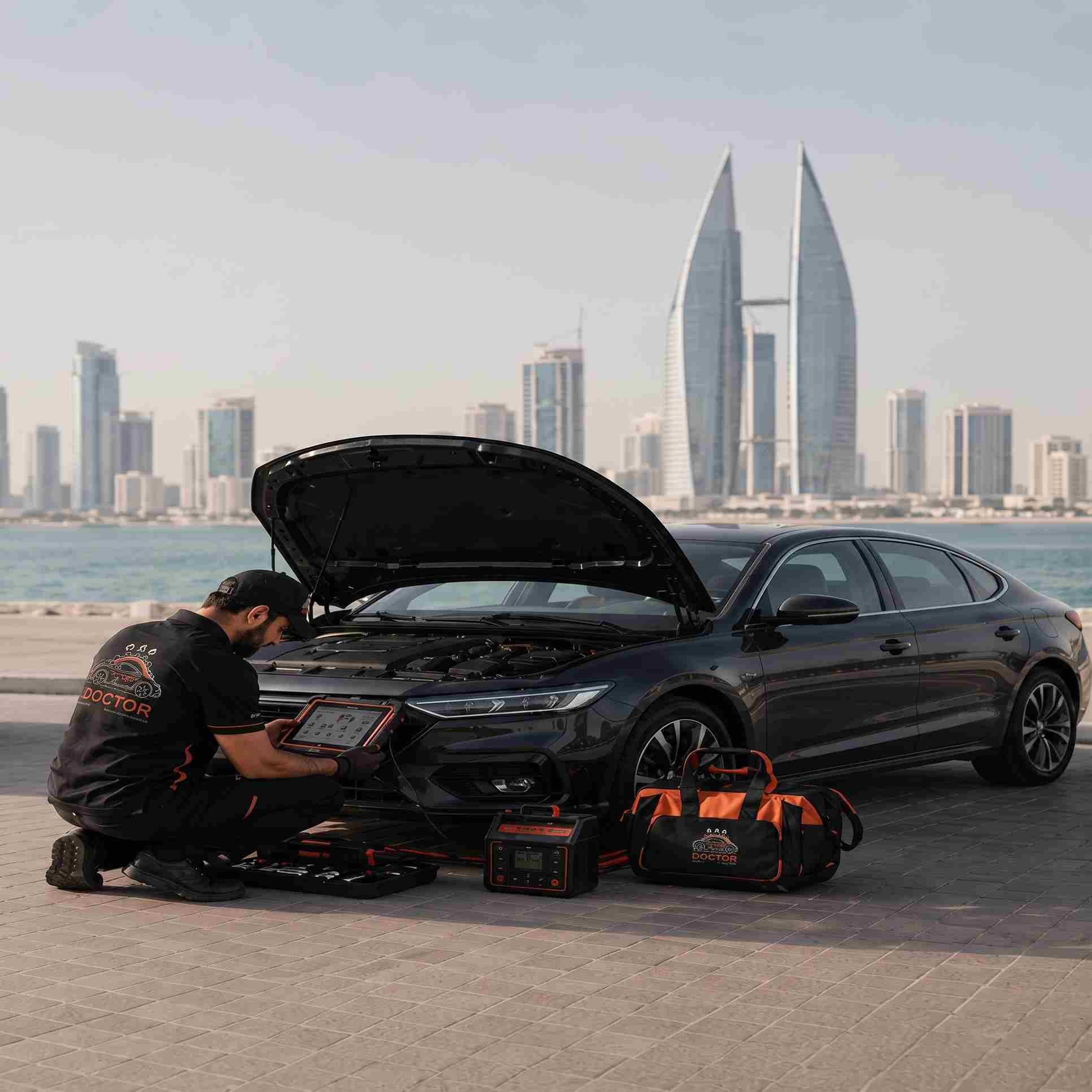 Car Doctor technician inspecting a vehicle on-site