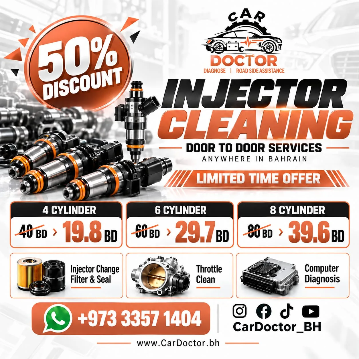 Injector Cleaning – 50% Off - Car Doctor Bahrain offer